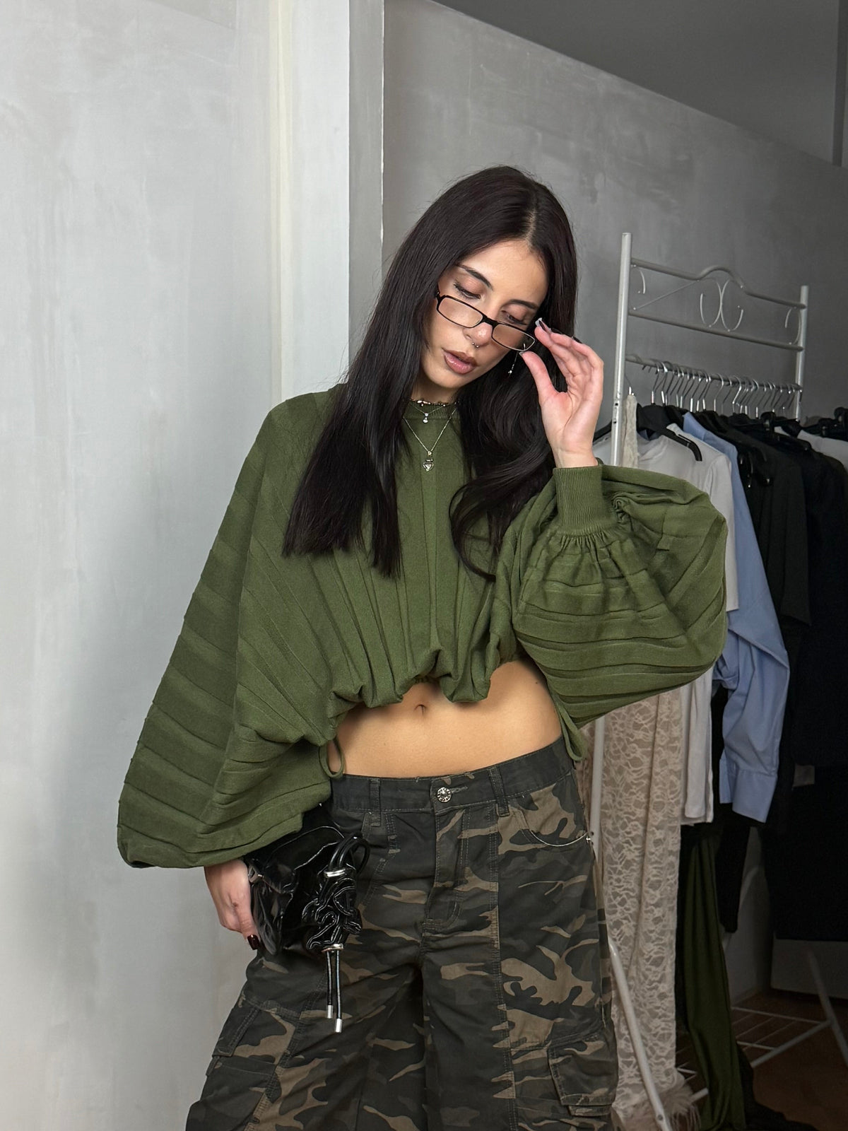 MAGLIA PLISSÉ CROPPED