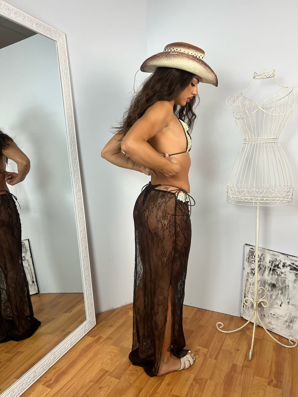 SET BIKINI LACE BROWN