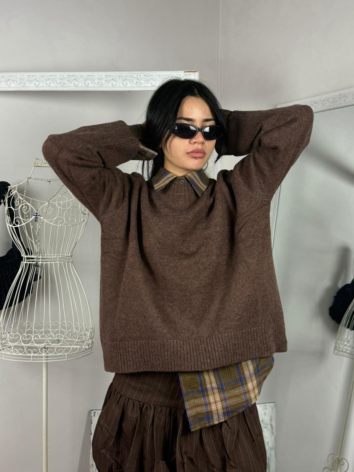 maglione marrone basic, fashion, shop.