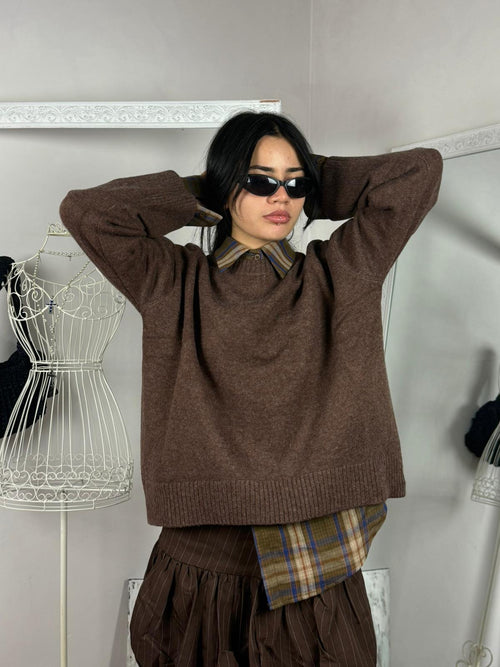 maglione marrone basic, fashion, shop.