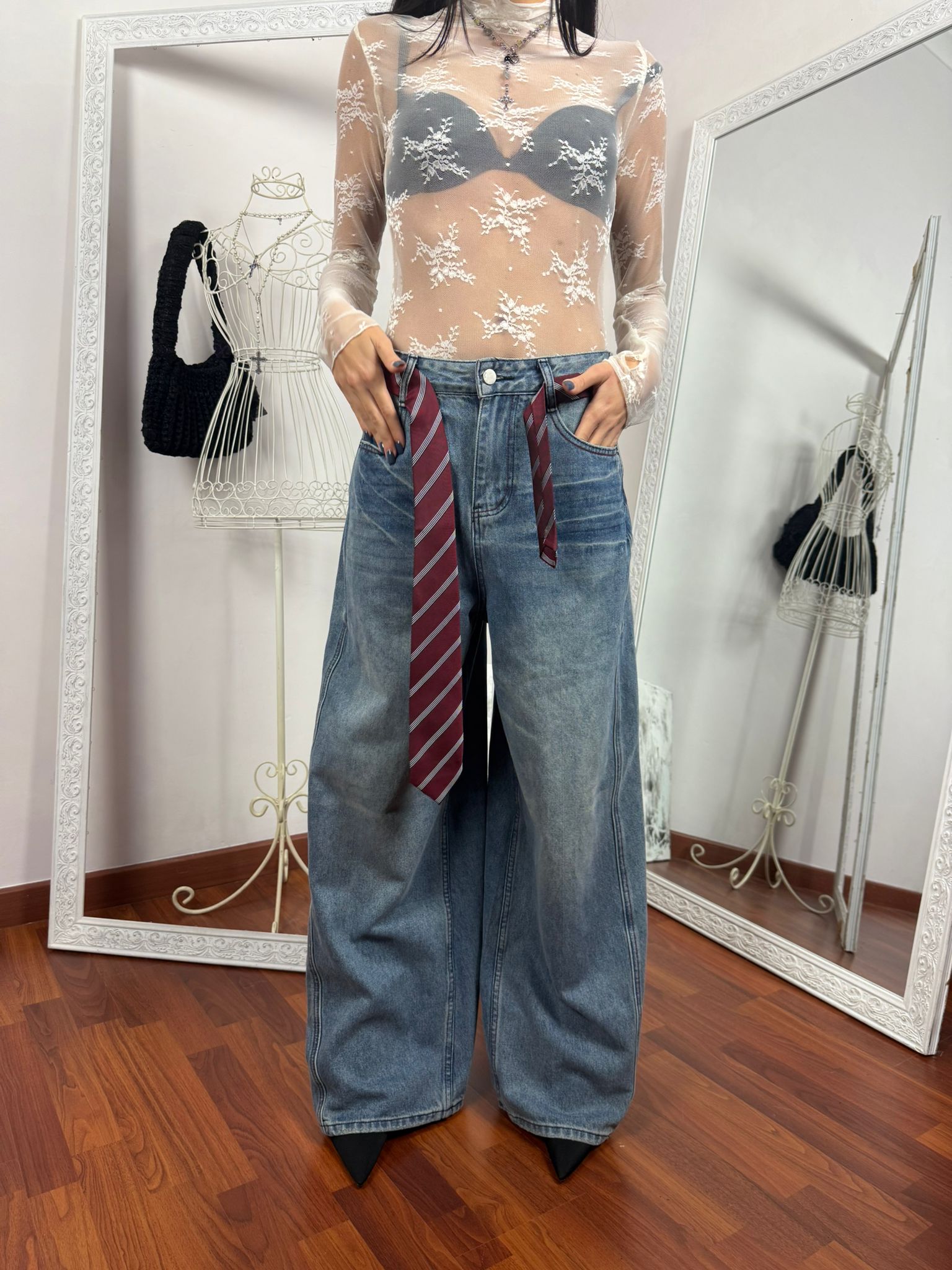 Tie Belt Jeans