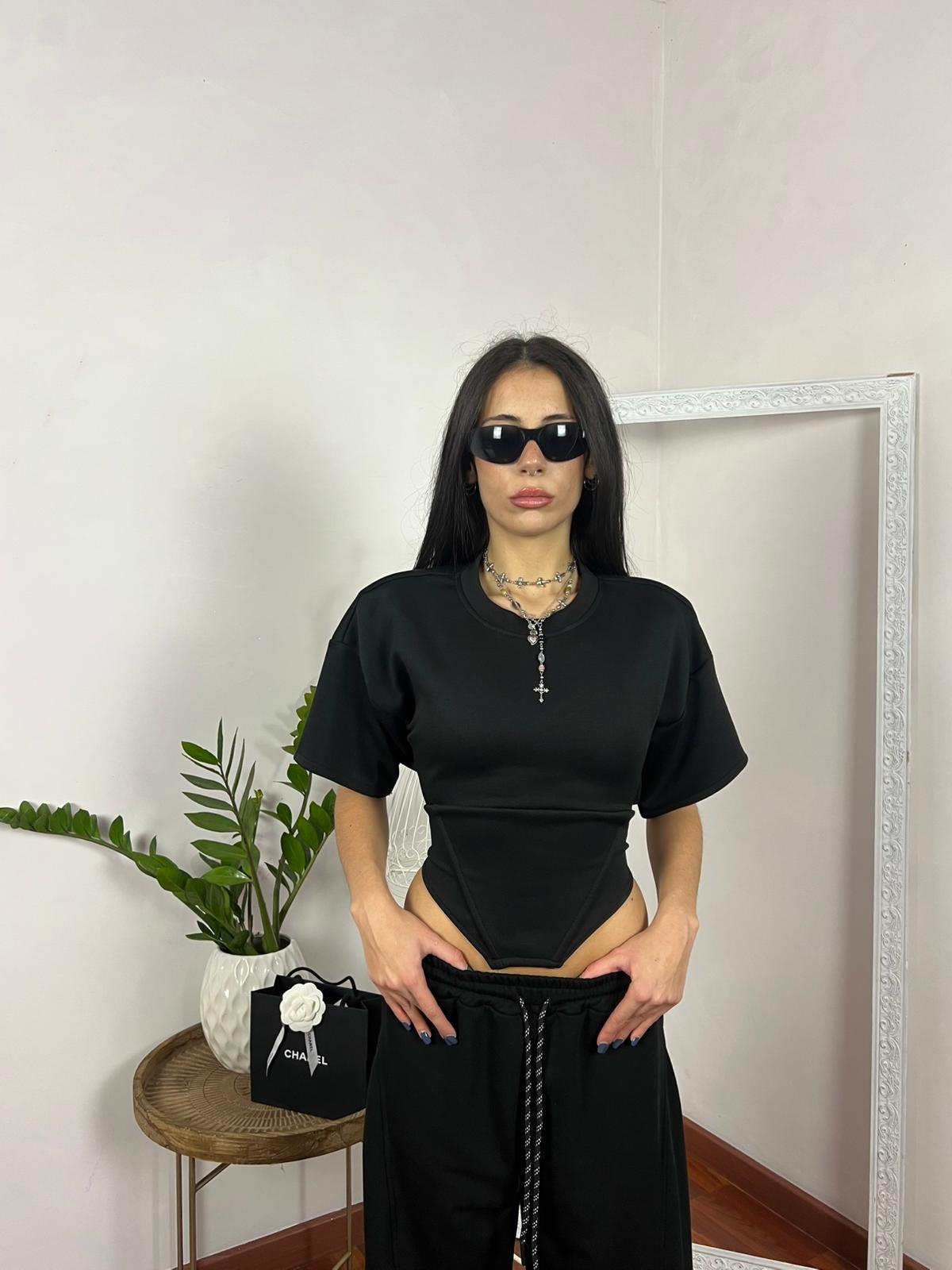 T-Shirt Corsetto Techwear Black