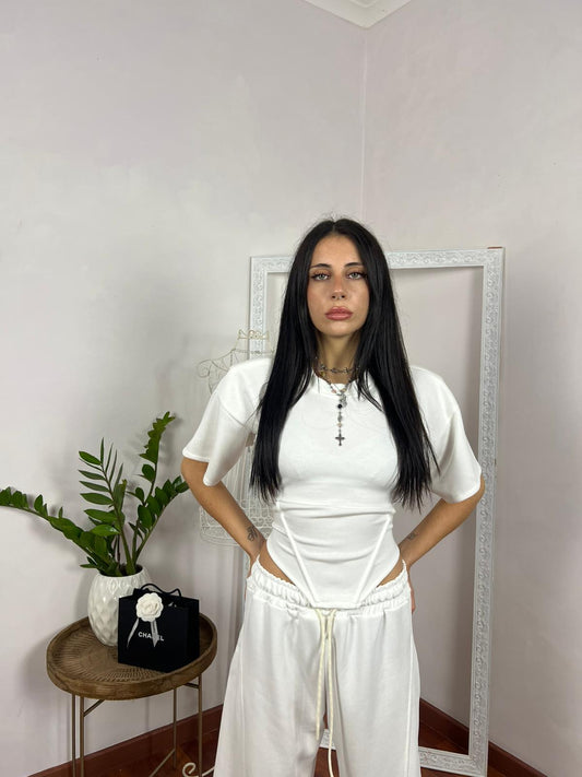 T-Shirt Corsetto Techwear White