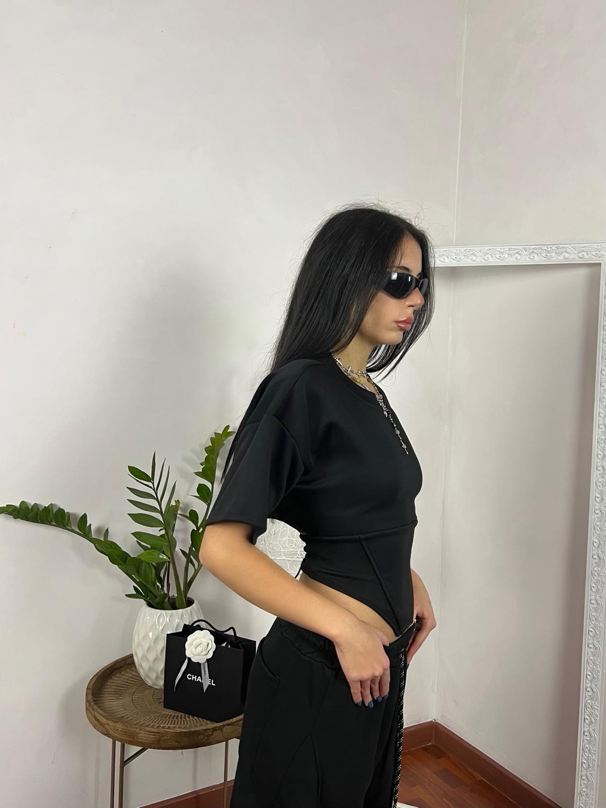 T-Shirt Corsetto Techwear Black