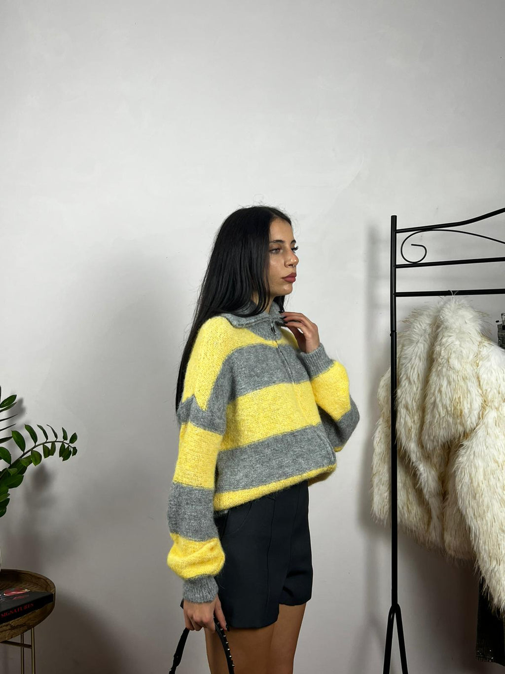 Stripe Zip Knit