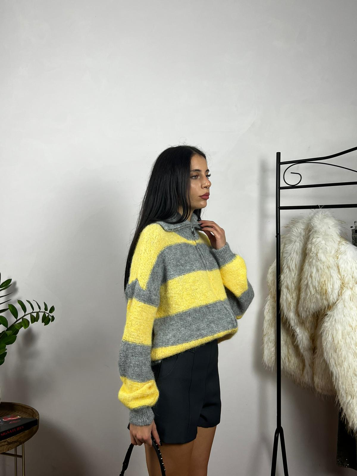Stripe Zip Knit