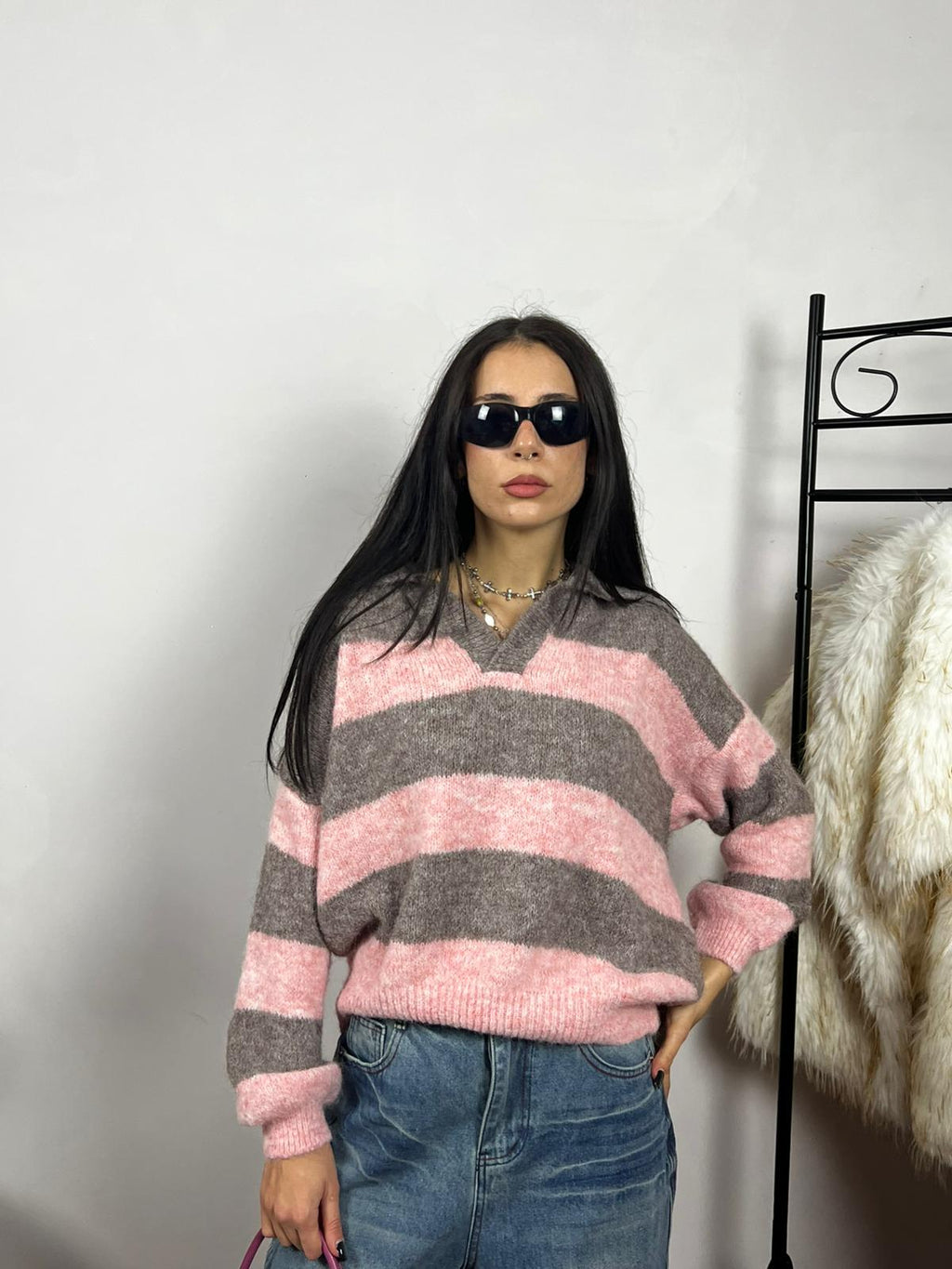 Pink Grey Stripe