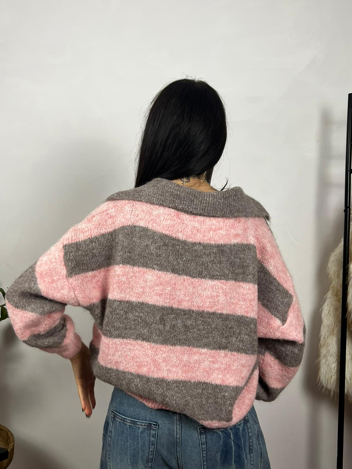 Pink Grey Stripe
