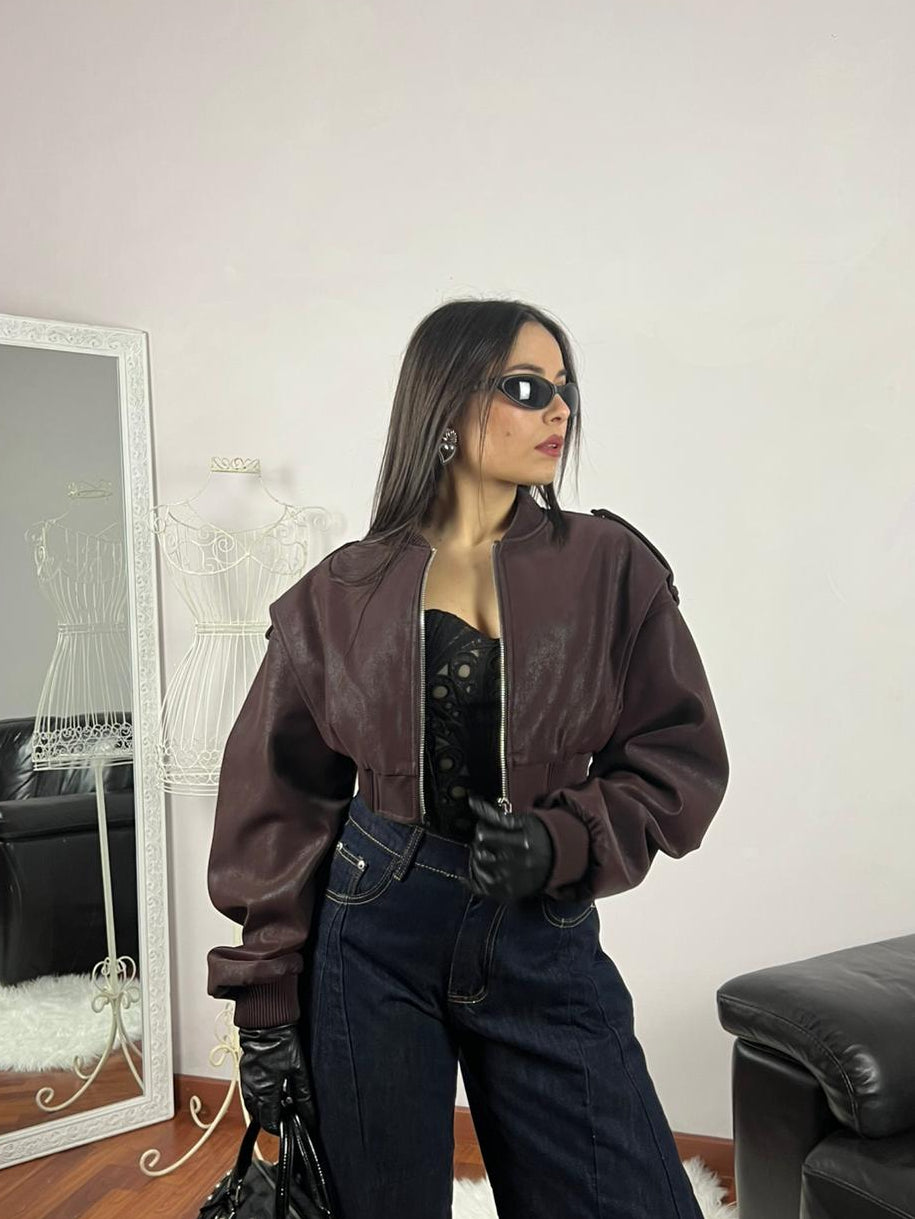 BOMBER CROP SIENNA