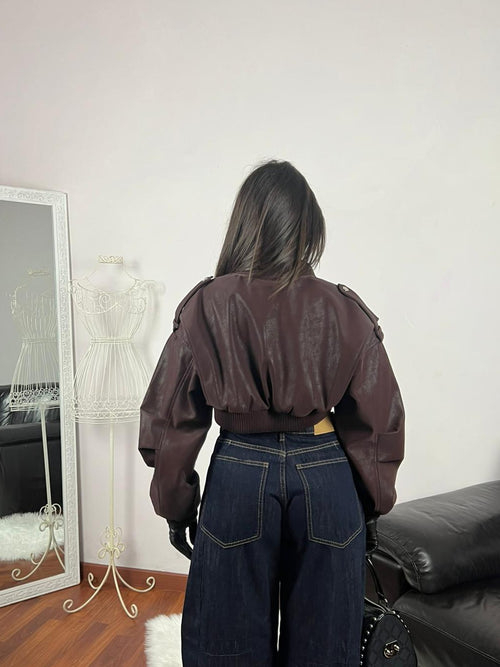 BOMBER CROP SIENNA